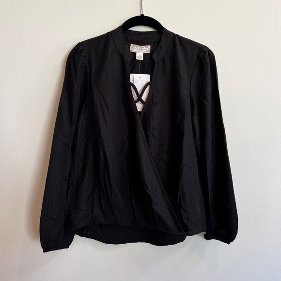 New Band Of‎ The Free Crossover V-Neck Long Sleeve Top Hallie Black Size XS NWT - Picture 6 of 12